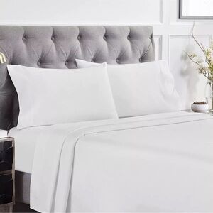 AQ TEXTILES Ultra Lux White Solid 1000 Thread Count KING Sheet Set - Reemoly